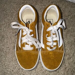 Vans Mustard and White Sneakers with Iconic Side Stripe